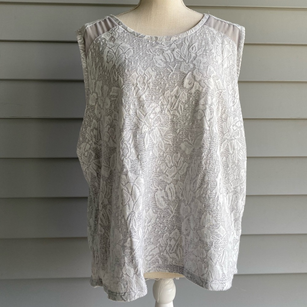 Grey tank with sheer and lace detail